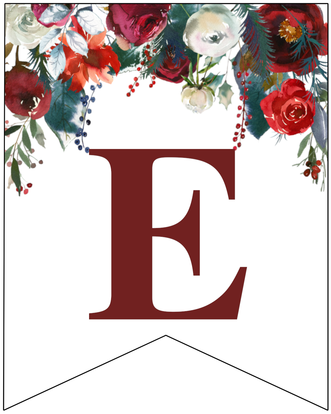 free printable floral christmas banner letters - paper trail design